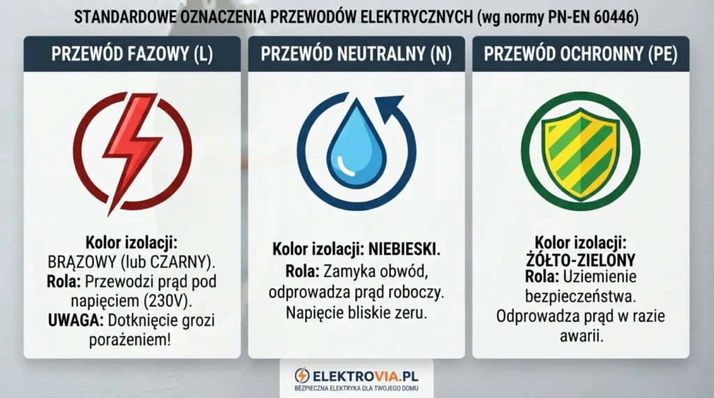 przewody w gniazdku kolory